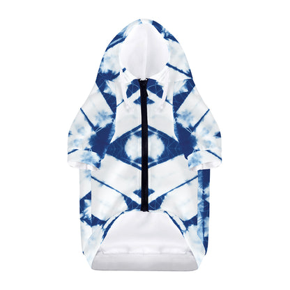 Tie Dye Shibori Pattern Print Dog Zip Up Hoodie