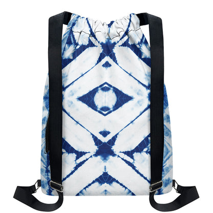Tie Dye Shibori Pattern Print Drawstring Backpack