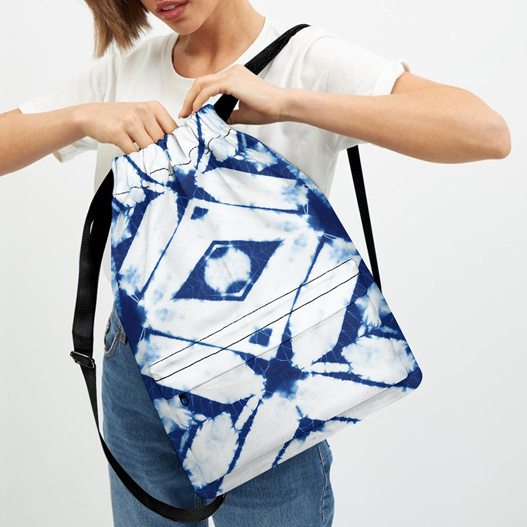 Tie Dye Shibori Pattern Print Drawstring Backpack