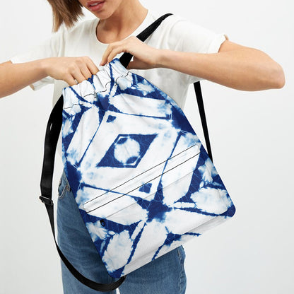 Tie Dye Shibori Pattern Print Drawstring Backpack