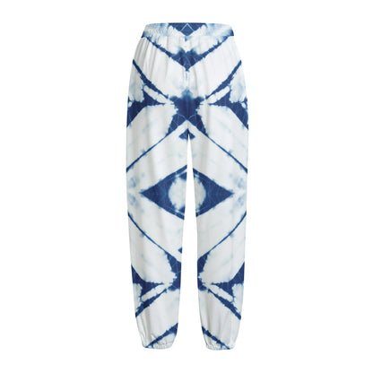Tie Dye Shibori Pattern Print Fleece Lined Knit Pants