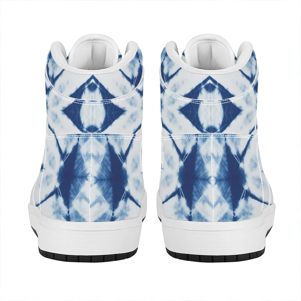 Tie Dye Shibori Pattern Print High Top Leather Sneakers