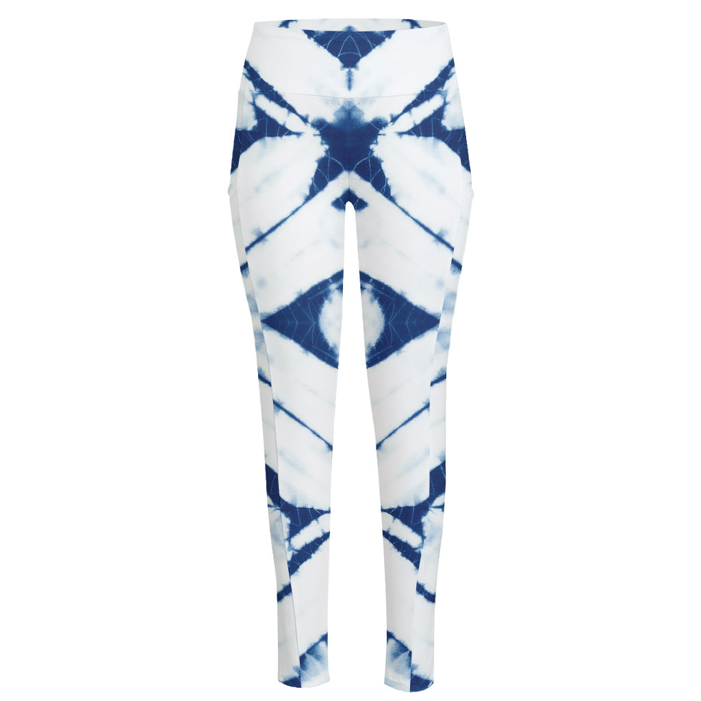 Tie Dye Shibori Pattern Print High-Waisted Pocket Leggings