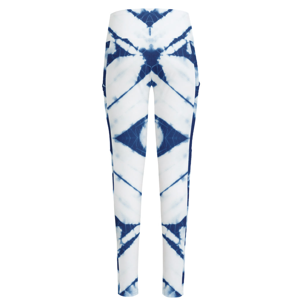 Tie Dye Shibori Pattern Print High-Waisted Pocket Leggings