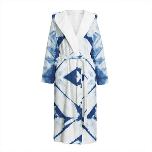 Tie Dye Shibori Pattern Print Hooded Bathrobe