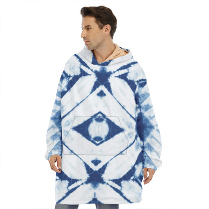 Tie Dye Shibori Pattern Print Hoodie Blanket