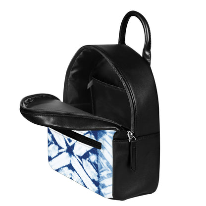 Tie Dye Shibori Pattern Print Leather Backpack