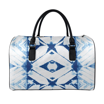 Tie Dye Shibori Pattern Print Leather Duffle Bag