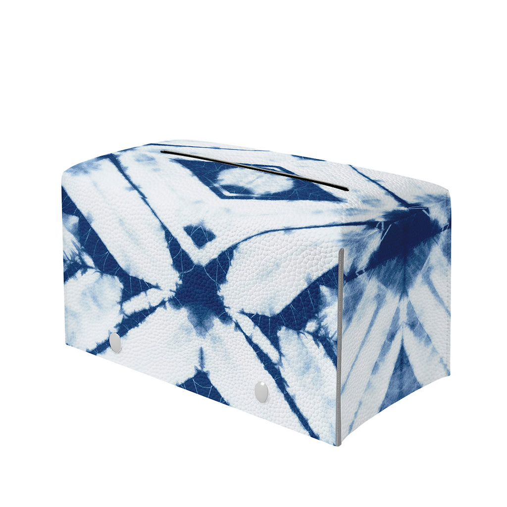 Tie Dye Shibori Pattern Print Leather Tissue Box Cover