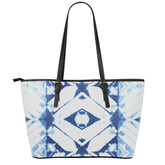 Tie Dye Shibori Pattern Print Leather Tote Bag
