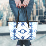 Tie Dye Shibori Pattern Print Leather Tote Bag