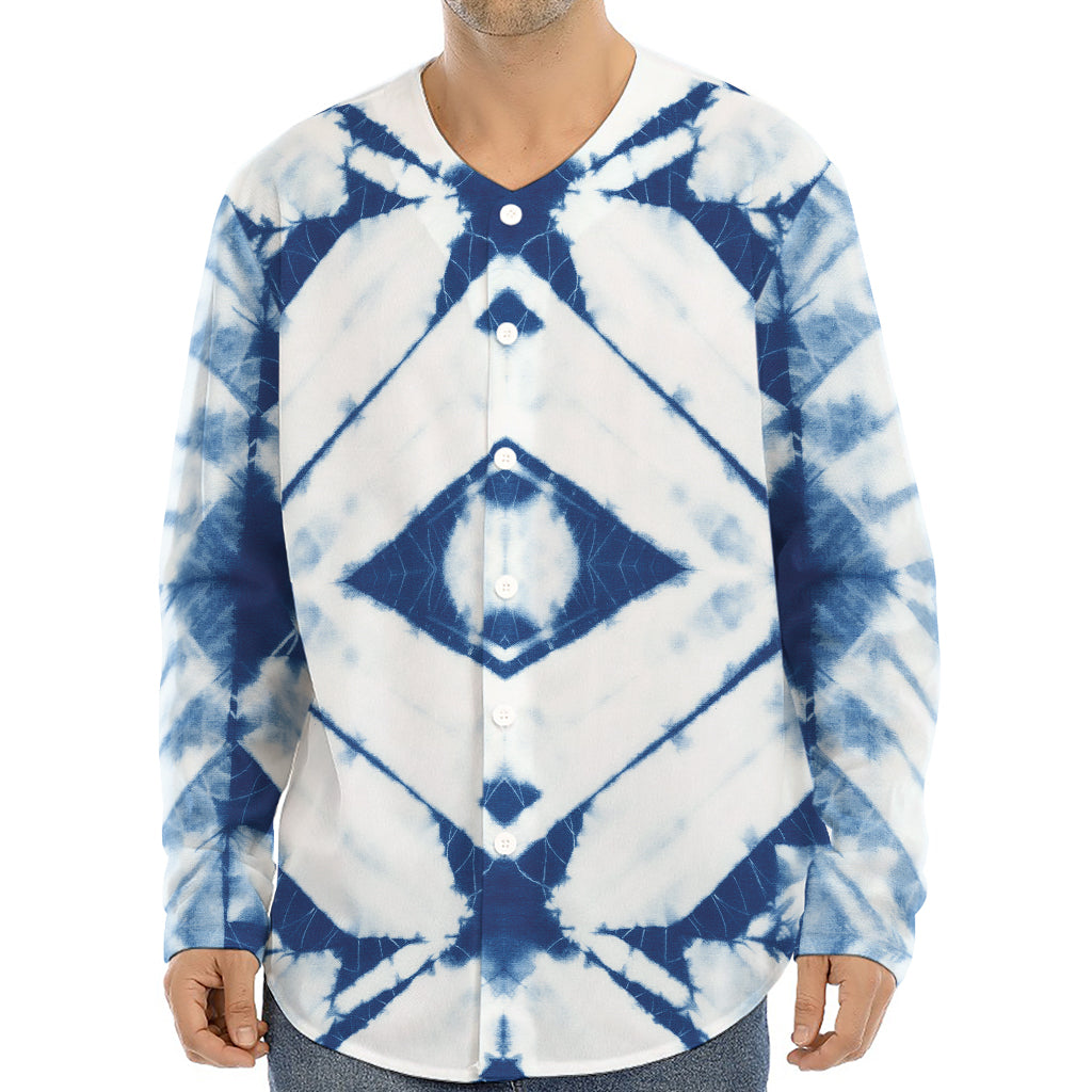 Tie Dye Shibori Pattern Print Long Sleeve Baseball Jersey