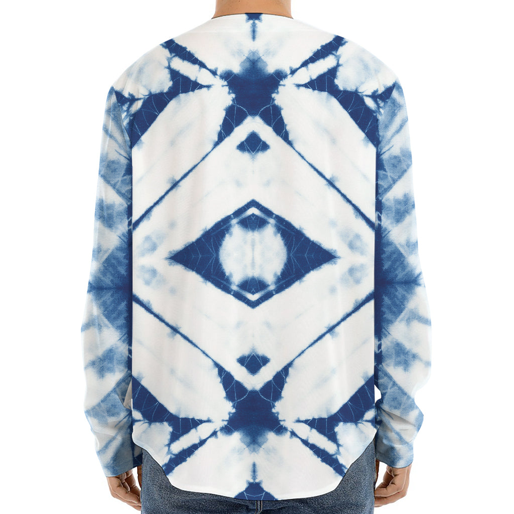 Tie Dye Shibori Pattern Print Long Sleeve Baseball Jersey