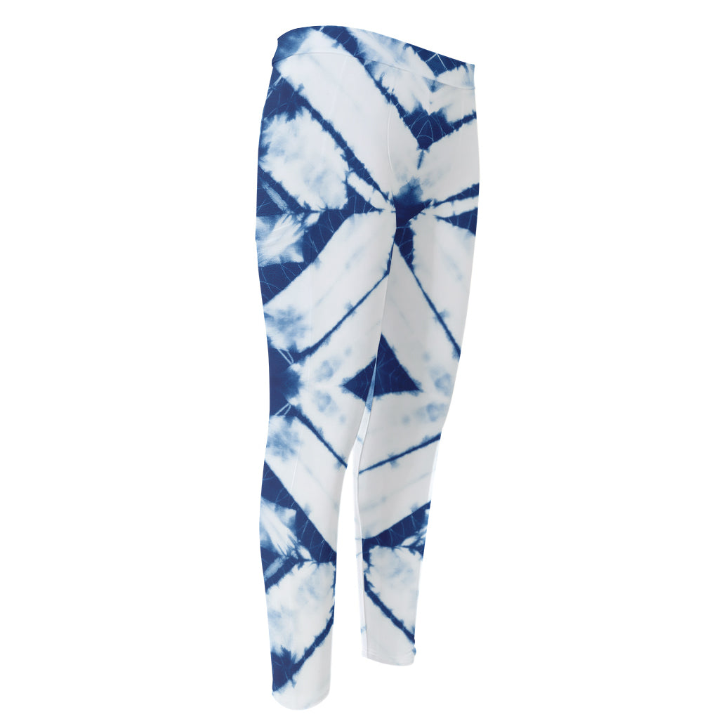 Tie Dye Shibori Pattern Print Men's Compression Pants