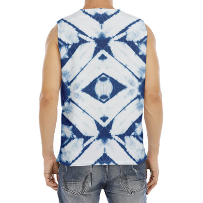 Tie Dye Shibori Pattern Print Men's Fitness Tank Top