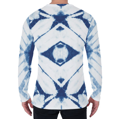 Tie Dye Shibori Pattern Print Men's Long Sleeve T-Shirt