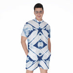 Tie Dye Shibori Pattern Print Men's Rompers