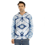 Tie Dye Shibori Pattern Print Men's Velvet Pullover Hoodie