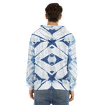 Tie Dye Shibori Pattern Print Men's Velvet Pullover Hoodie