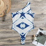 Tie Dye Shibori Pattern Print One Shoulder Bodysuit