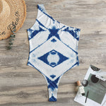 Tie Dye Shibori Pattern Print One Shoulder Bodysuit