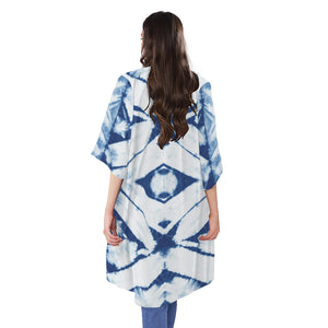 Tie Dye Shibori Pattern Print Open Front Beach Cover Up