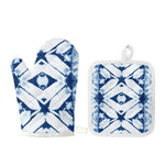 Tie Dye Shibori Pattern Print Oven Mitt And Pot Holder Set