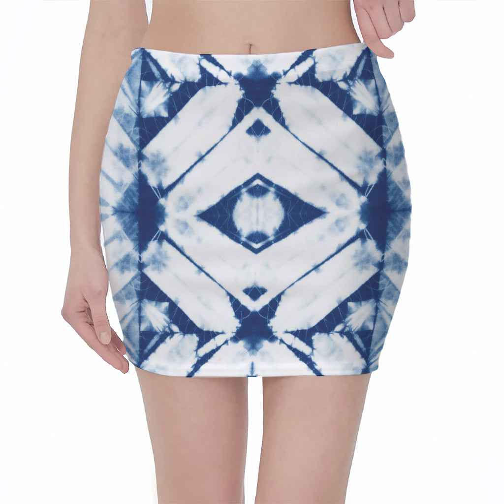 Tie Dye Shibori Pattern Print Pencil Mini Skirt