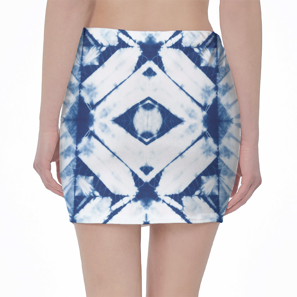 Tie Dye Shibori Pattern Print Pencil Mini Skirt