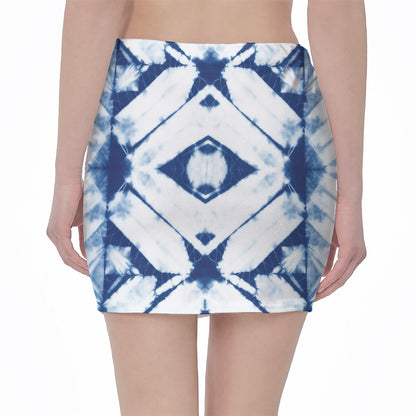 Tie Dye Shibori Pattern Print Pencil Mini Skirt