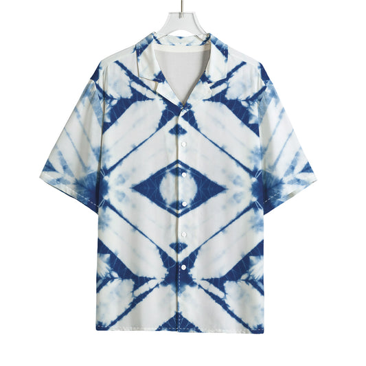 Tie Dye Shibori Pattern Print Rayon Hawaiian Shirt