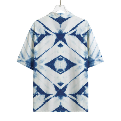 Tie Dye Shibori Pattern Print Rayon Hawaiian Shirt