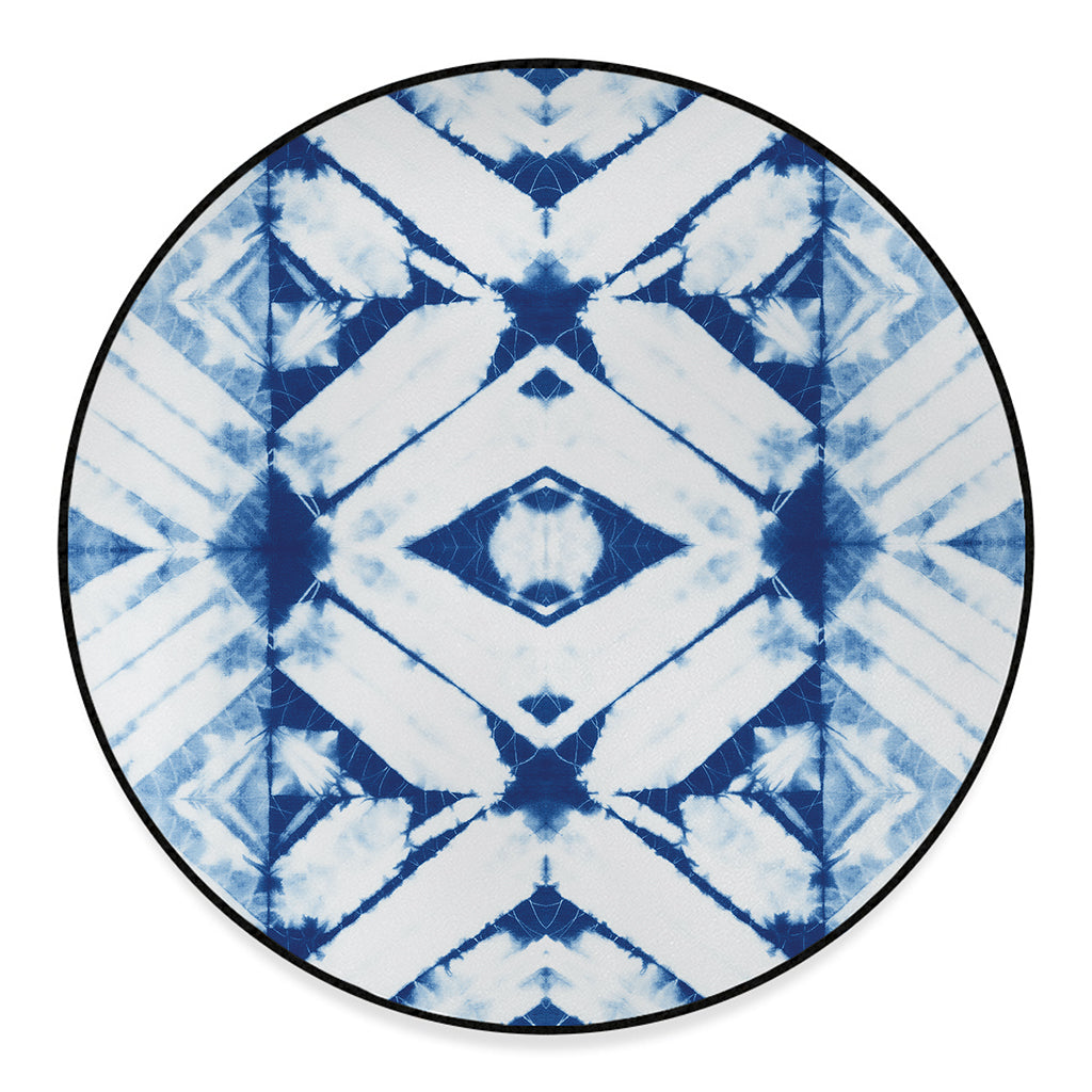 Tie Dye Shibori Pattern Print Round Floor Mat