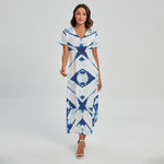 Tie Dye Shibori Pattern Print Short Sleeve Maxi Dress