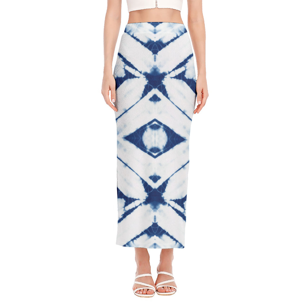 Tie Dye Shibori Pattern Print Side Slit Maxi Skirt