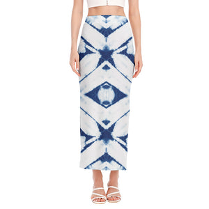 Tie Dye Shibori Pattern Print Side Slit Maxi Skirt