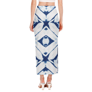 Tie Dye Shibori Pattern Print Side Slit Maxi Skirt