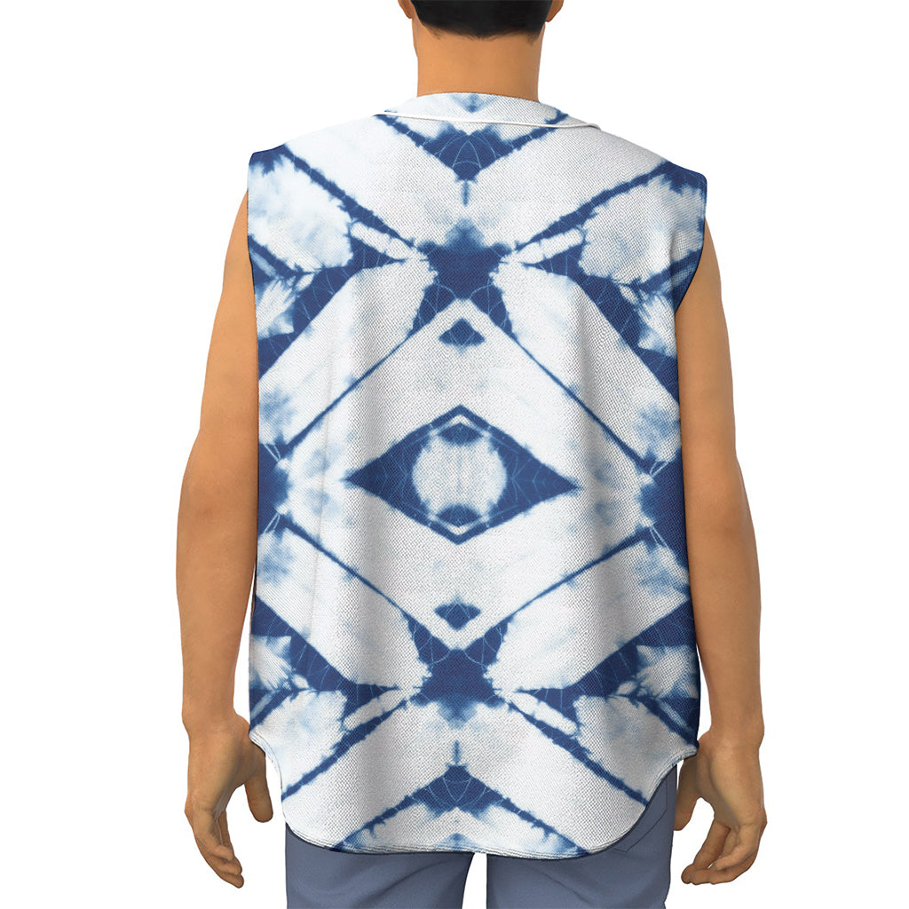 Tie Dye Shibori Pattern Print Sleeveless Baseball Jersey