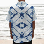 Tie Dye Shibori Pattern Print Textured Short Sleeve Shirt