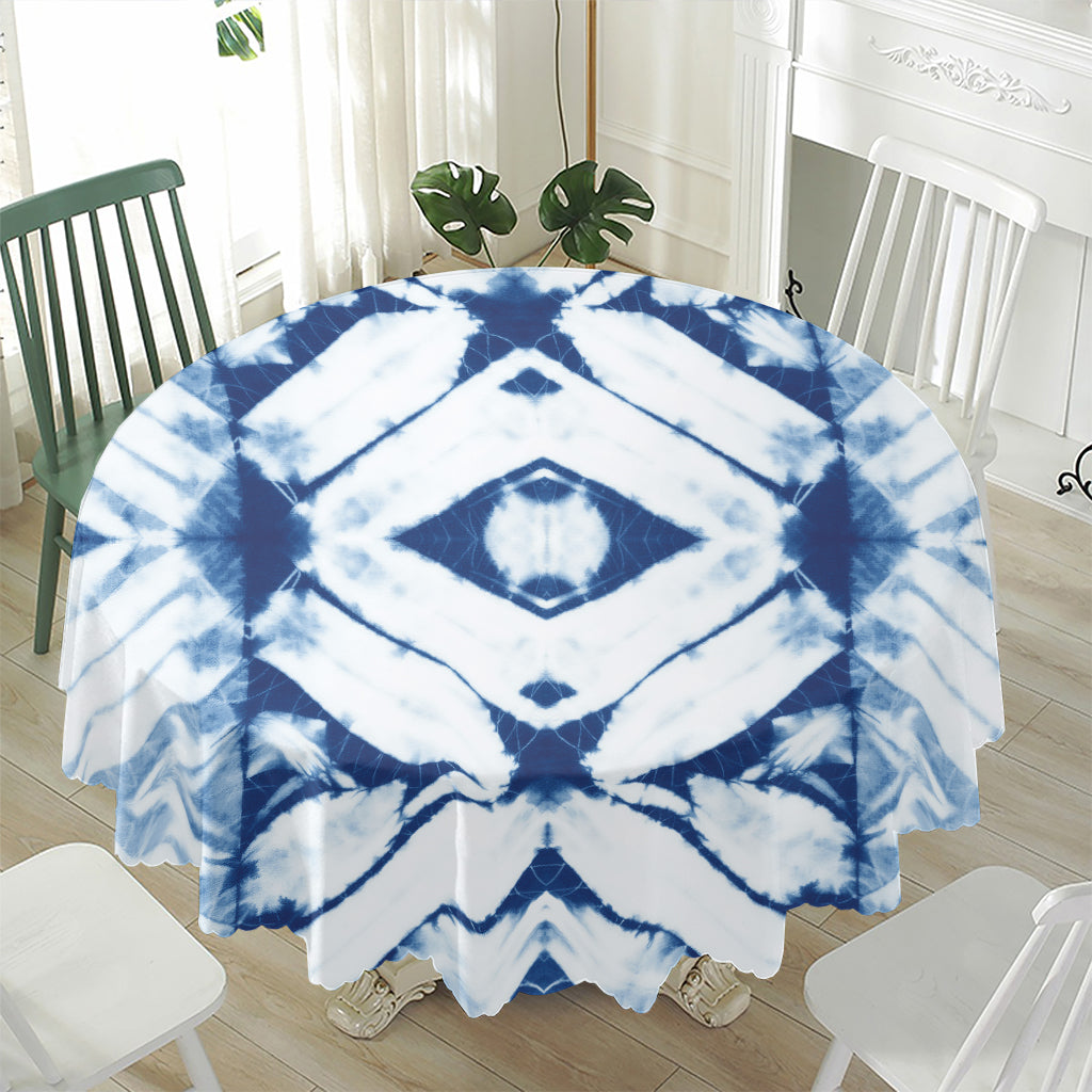 Tie Dye Shibori Pattern Print Waterproof Round Tablecloth