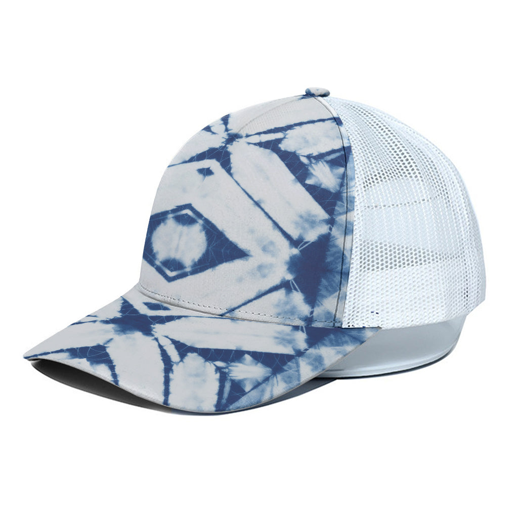 Tie Dye Shibori Pattern Print White Mesh Trucker Cap
