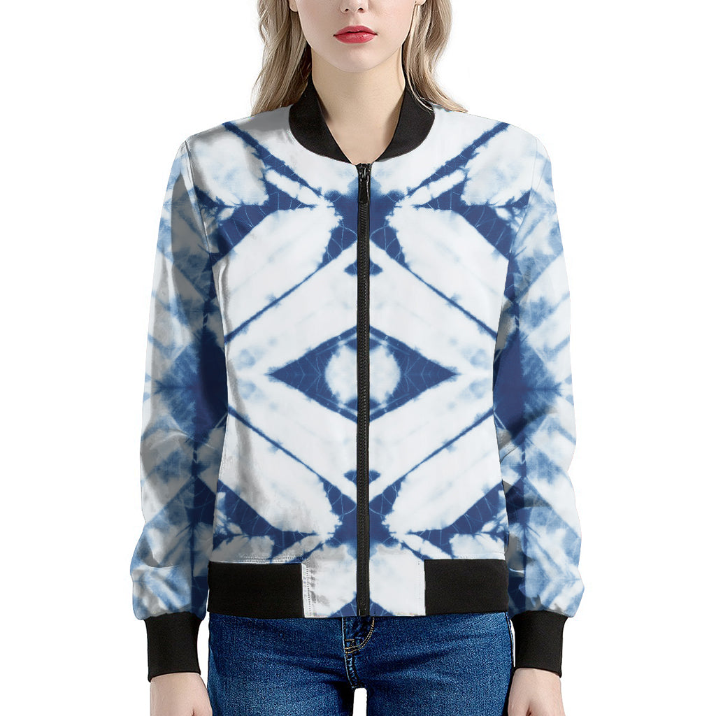 Tie Dye Shibori Pattern Print Women's Bomber Jacket