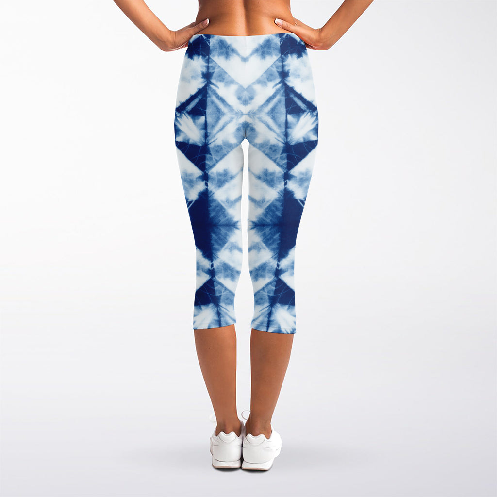Tie Dye Shibori Pattern Print Women's Capri Leggings