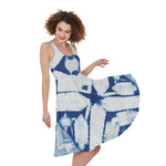 Tie Dye Shibori Pattern Print Women's Sleeveless Dress