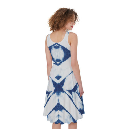 Tie Dye Shibori Pattern Print Women's Sleeveless Dress