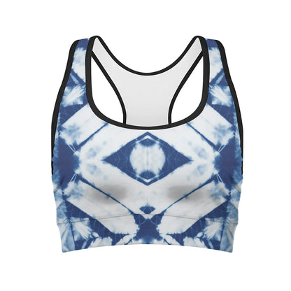 Tie Dye Shibori Pattern Print Women's Sports Bra