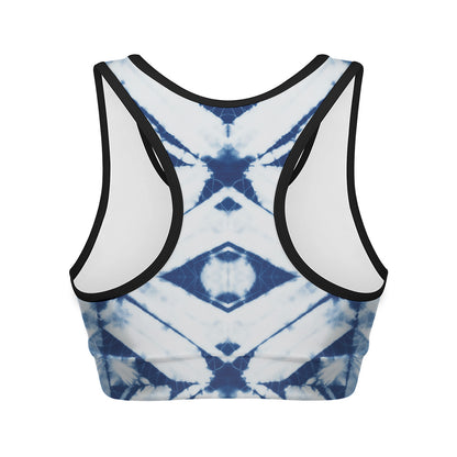 Tie Dye Shibori Pattern Print Women's Sports Bra