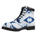 Tie Dye Shibori Pattern Print Padded Collar Lace Up Boots