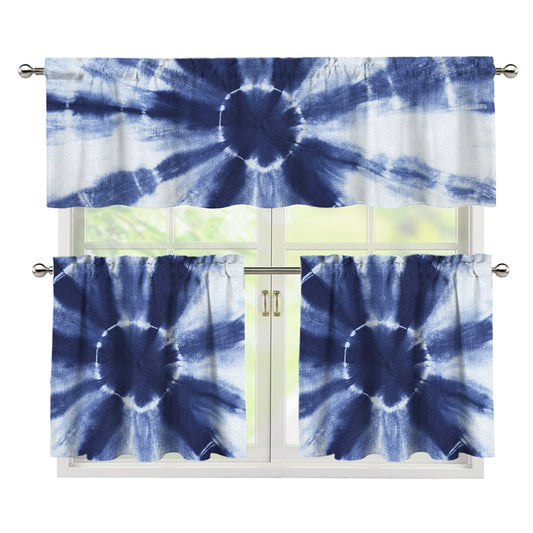 Tie Dye Shibori Print 3 Piece Kitchen Curtains