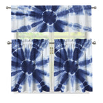 Tie Dye Shibori Print 3 Piece Kitchen Curtains